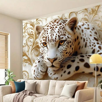 Tapisserie léopard paresseux, moderne et minimaliste, tissu de fond artistique pour la maison, revêtement mural pour salon, canapé, décoration de maison haut de gamme 1