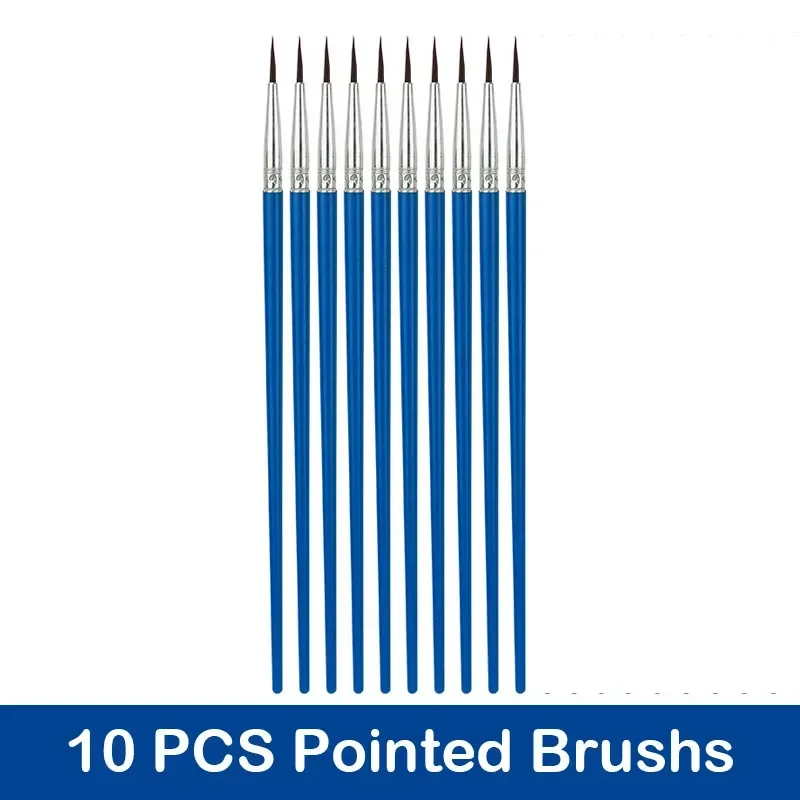 Premium Nylon Hair Paint Brush Set - Versatile Round and Flat Brushes for Oil, Acrylic, and Watercolor Painting (10/20/50 Pieces)