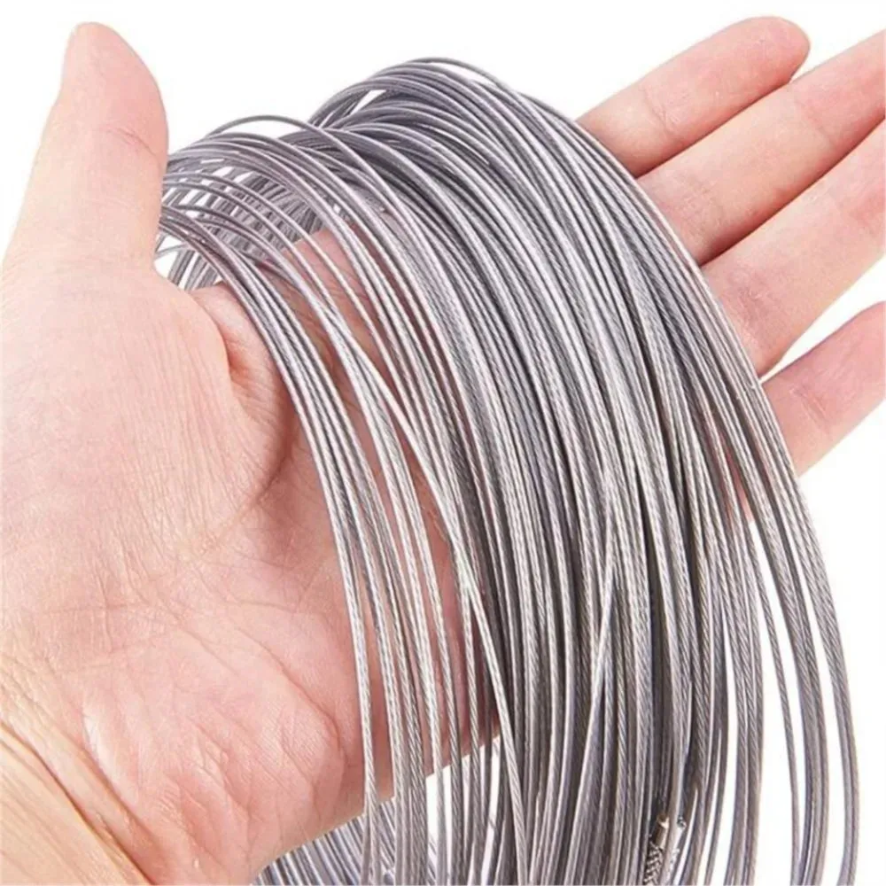 10 Stücke 46 cm Stränge Edelstahl Draht Halskette Armbänder Schnur Mit Schraubverschluss DIY Handwerk Frauen Halsband Schmuck Machen Großhandel – Detail 5