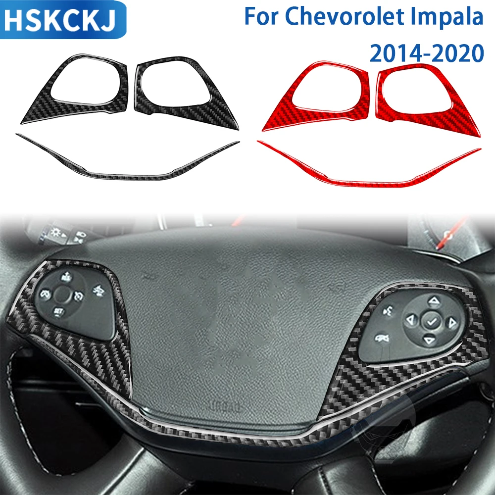 

For Chevorolet Impala 2014-2020 Accessories Carbon Fiber Car Interior Steering Wheel Button Panel Trim Sticker Decoration