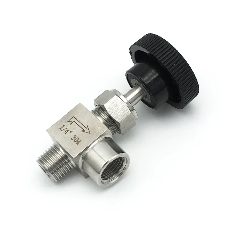 1/8" 1/4" 3/8" 1/2" BSP NPT Male To Female Elbow 90 Degree Needle Valve Crane Elbow 304 Stainless Flow Control Water Gas Oil