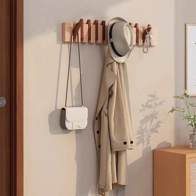 Solid Wood Piano Key Hook Without Punching Holes on The Wall Porch Clothes Hook Entry Door New Creative Door Hanger