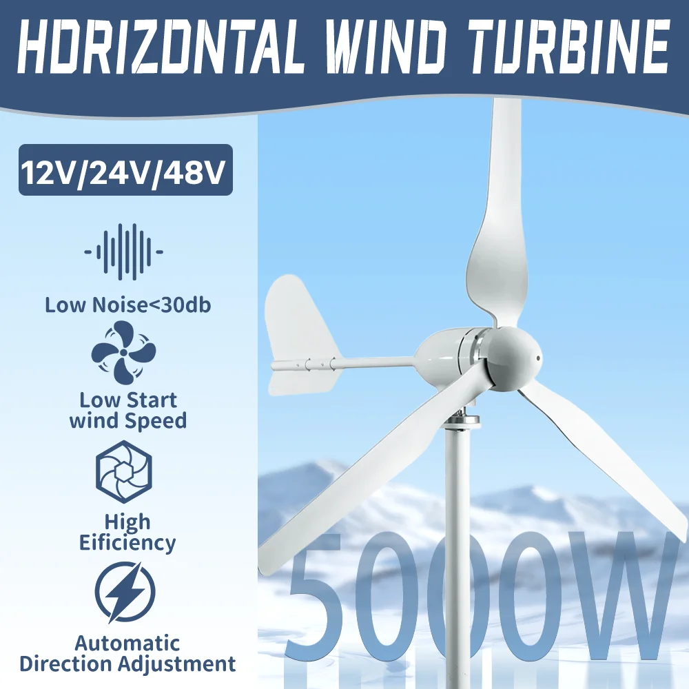Polen 5000W 12V 24V 48V Windturbinengenerator mit wind-solarem Hybrid-Controller-Kit Heimgebrauch Free Energy Haushaltsgeräte – Detail 3