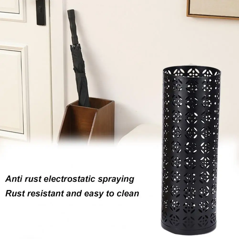 Umbrella Stand Rack Rustproof Compact Design Metal Hollowed Freestanding Round Umbrella Holder Organizer Bin umbrella holder umbrella storage rack
