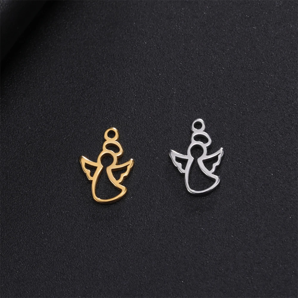 5 teile/los Hohl Engel Charms Für Schmuck Machen Edelstahl Halskette Ohrringe Tiny Charm Diy Armband Anhänger Zubehör – Detail 7
