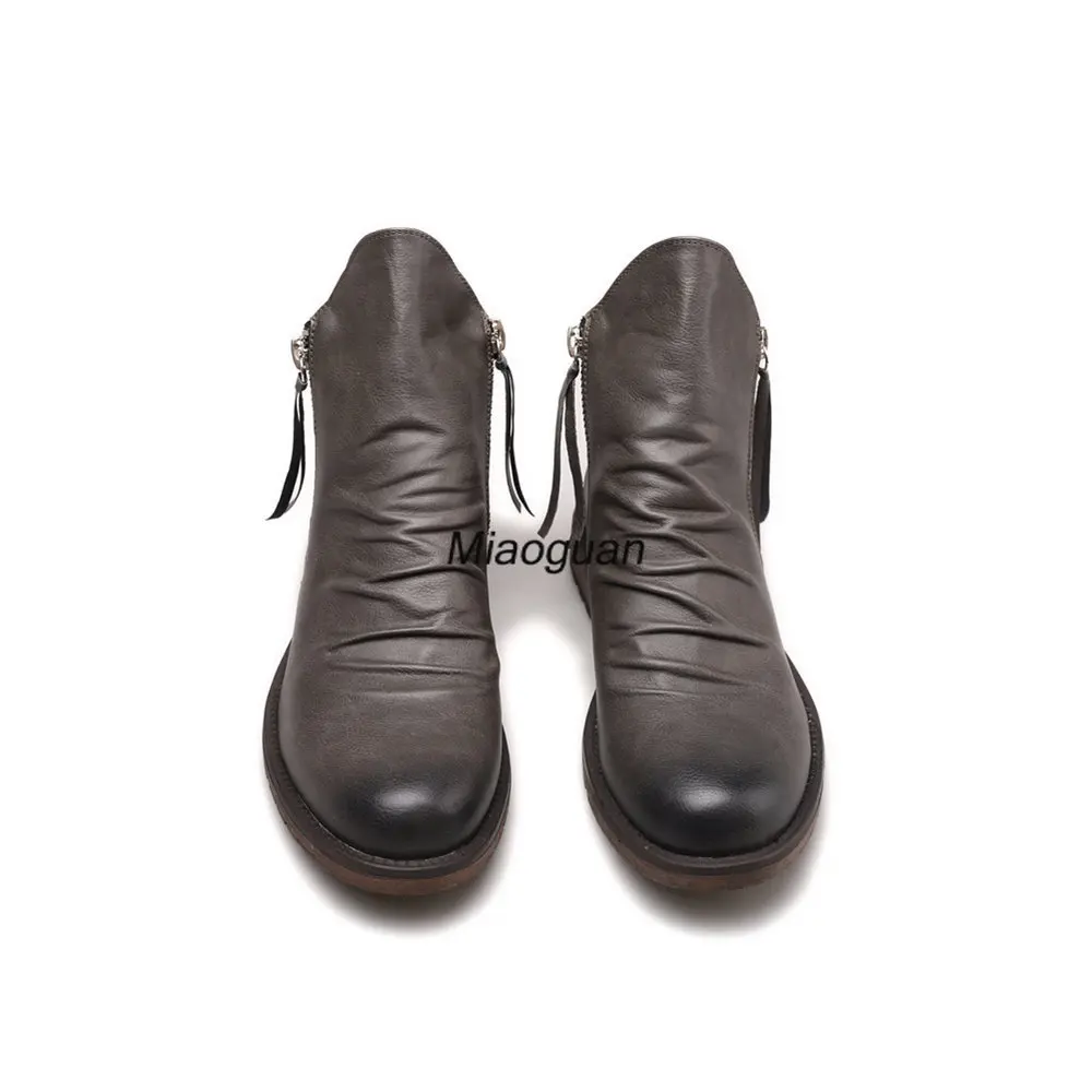 Boots for Men Comfortable Retro Chelsea Ankle Boots Non-Slip PU Leather Men's Shoes Cowboy Mens Shoes Sneakers Spring