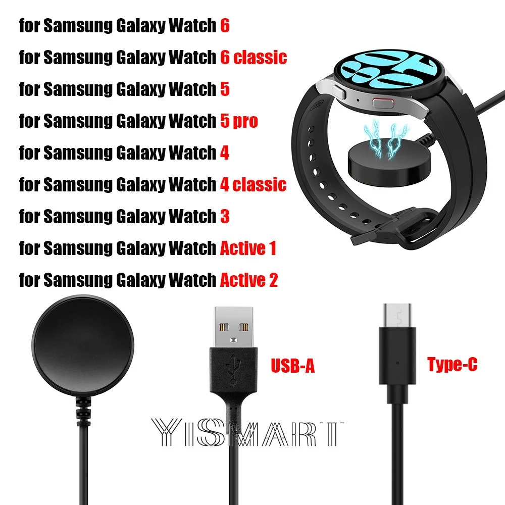 

Charging Cable for Samsung Galaxy Watch 6 Classic / 5 pro / 4 / 3 Magnetic Charger for Galaxy Watch Active 2