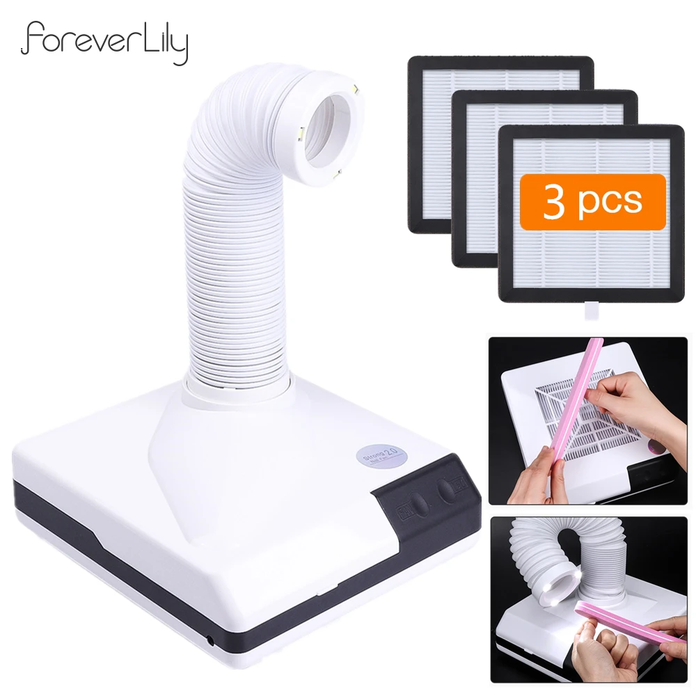 

60W Double Use Strong Nail Dust Collector Suction Dust Cleaner Retractable Elbow Design Fan Nail Vacuum Cleaner Manicure Machine