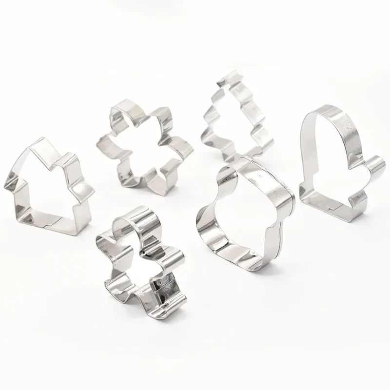 6Pcs Christmas Cookie Cutter Set Gingerbread Man Xmas Tree Biscuit Mold Stamp Christmas Party New Year Baking Accessories