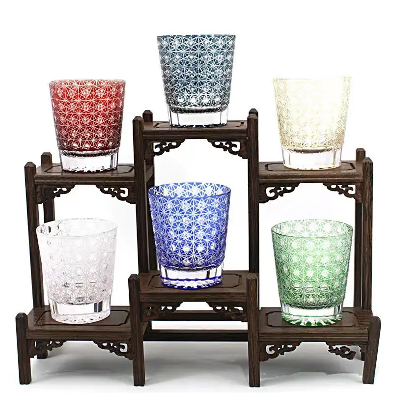 WhiskeyGlassHandCarvedGlassCupCreativeWineGlassHomeDecorationCraftJapaneseShot
