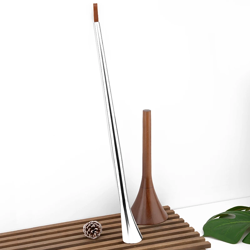 Walnut Solid Wood Long Handle Shoehorn Shoe Lifter Footware Tool Stainless Steel Shoe Pull Tool Fashionable Hotel Shoes Spoon