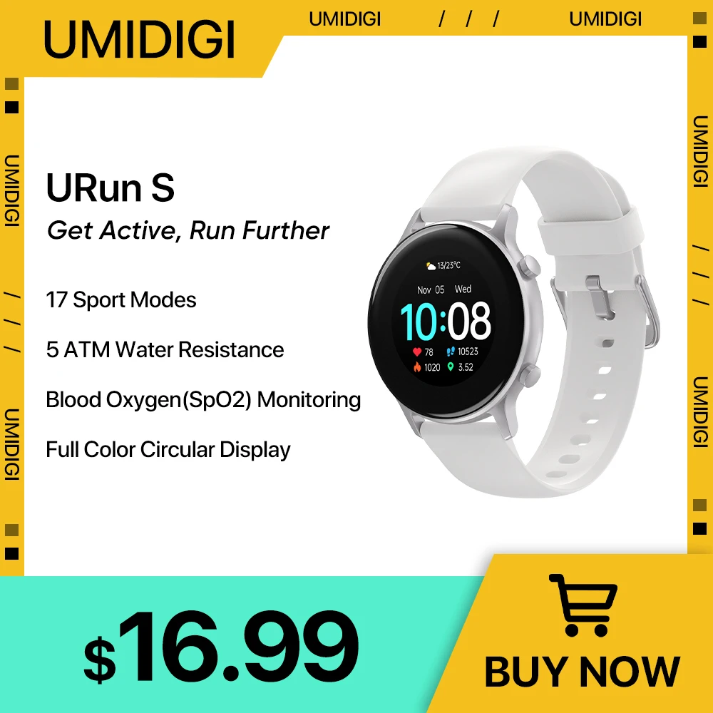 

UMIDIGI Urun S Smartwatch Fitness 1.1" Color Heart Rate Sleep Monitoring Sport Smart Clock 5ATM Waterproof For Android IOS Watch