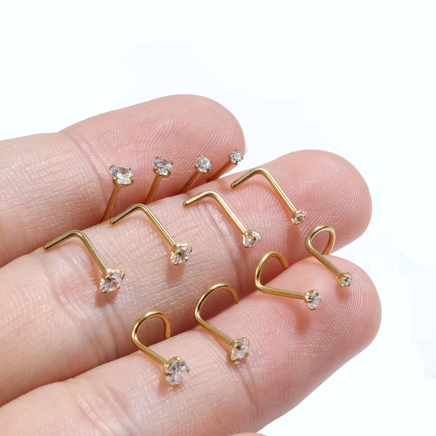 Nose Ring Stud for Women Girl Nostril Piercings 5Pcs 1.5 2.0 2.5 3.0mm 20g