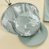 Boys Rash Guard Swim Set, Long Sleeve Turtle Print T-shirt with Shorts and Hat Swimwear 0-5T 3