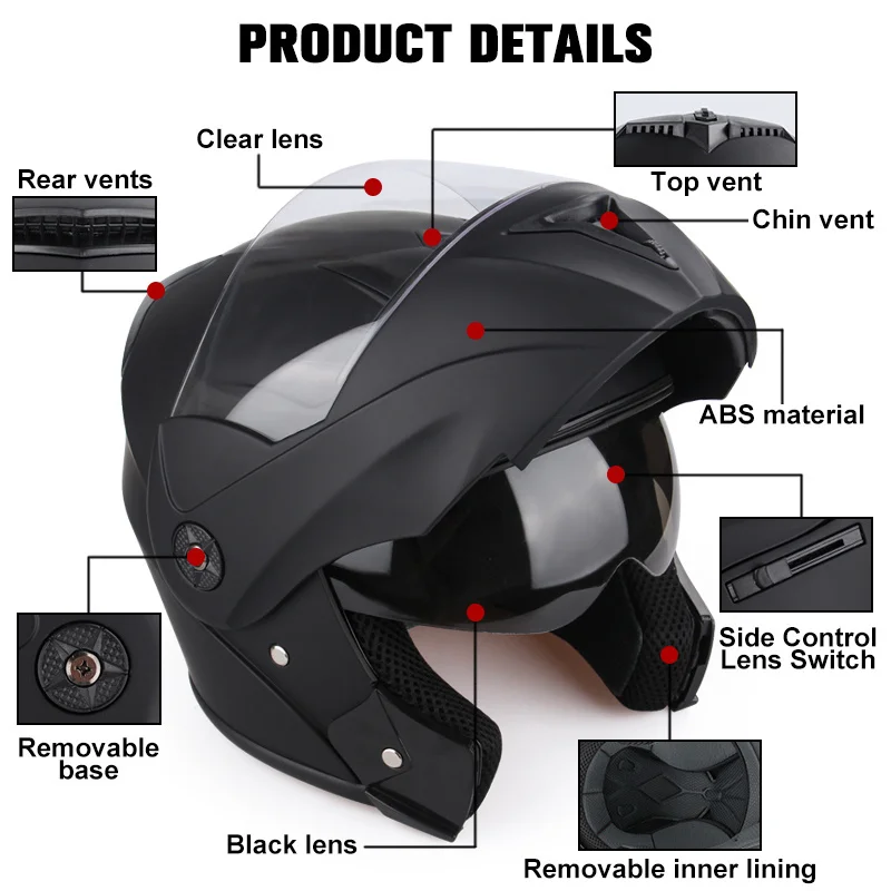 Generic Uchoose Dot Certification Motorcycle Helmet Double Lens Cross