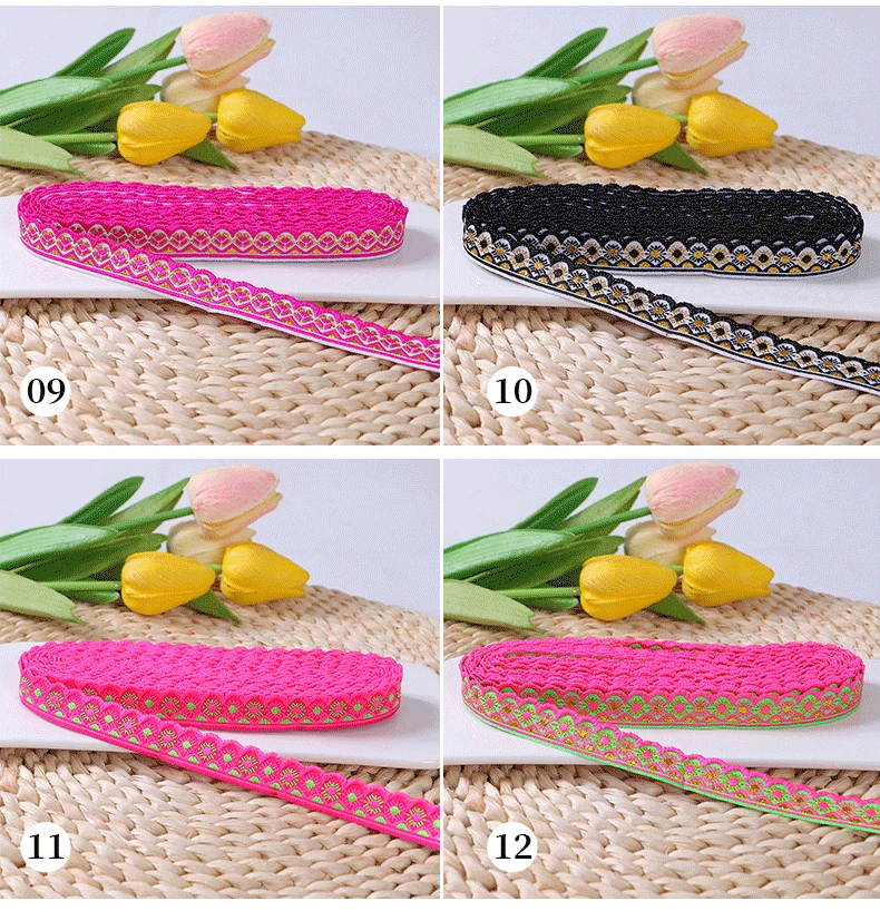 15 mm Breite, ethnisch bestickte Jacquard-Bänder, Spitzenstoff, DIY-Dekoration, Handarbeit, Bekleidung, Nähen, Kopfbedeckung, Zubehör, 6 m – Detail 10