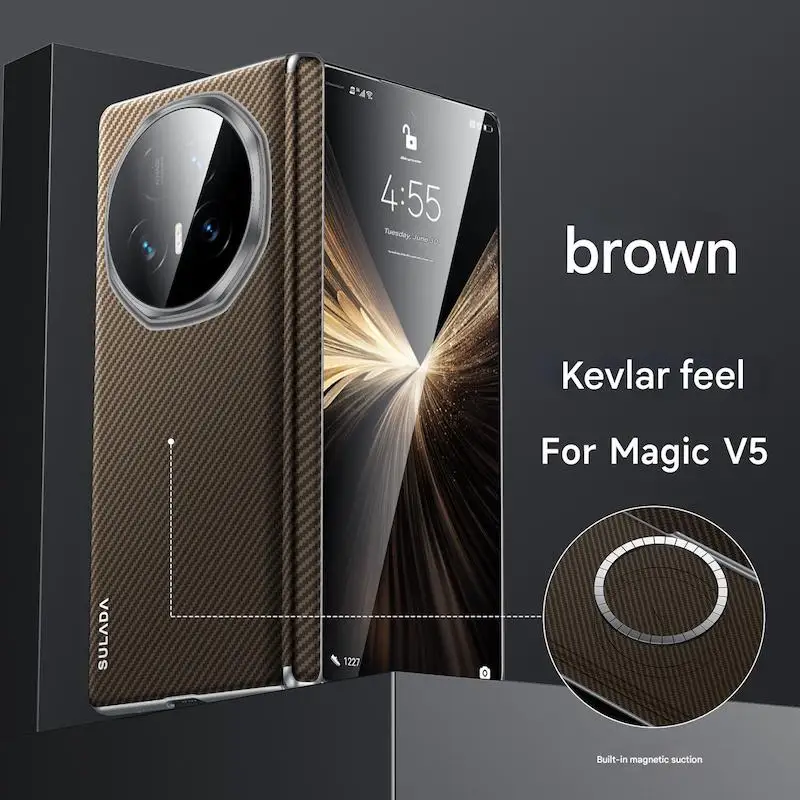 Premium Kevlar Carbon Fiber Texture Folding Case with Magnetic Charge and Metal Lens – Anti-drop Protection