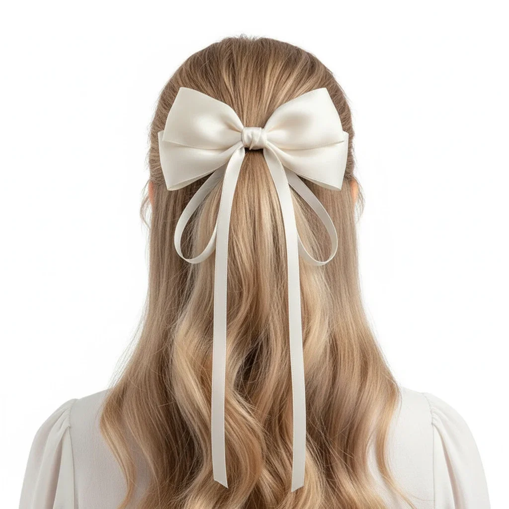 Vintage beige Haarschleifen-Clips, trendige lange Band-Haarspangen, Haarschmuck für Damen und Mädchen, Accessoires, Hochzeitsschmuck, Haargummis