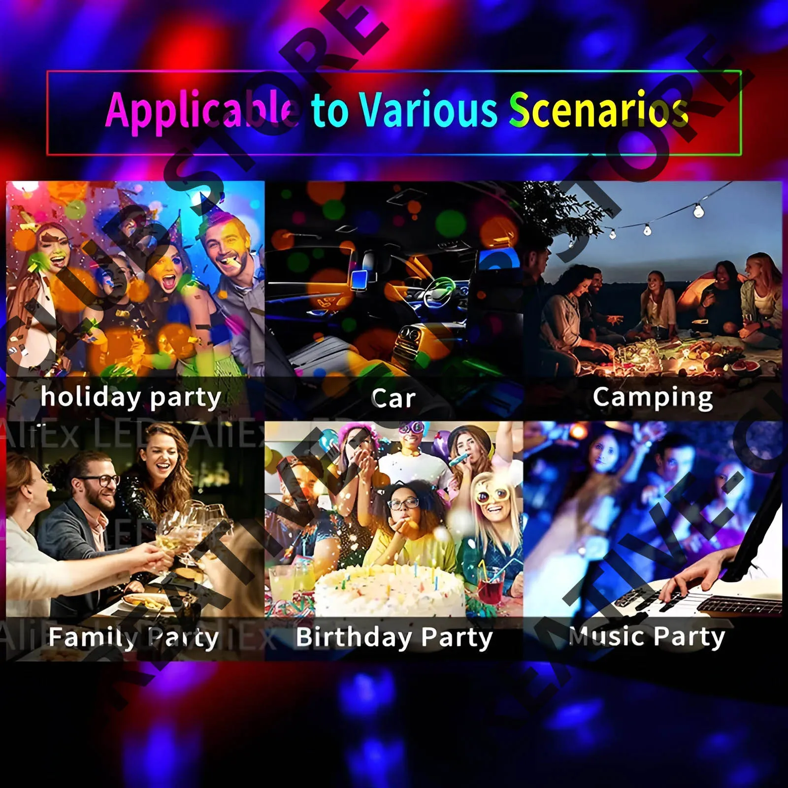 【User-friendly】 USB Mini Car Interior Lighting DJ Disco Sound Actived Multicolor Holiday Atmosphere Party Strobe Effect Lamp.