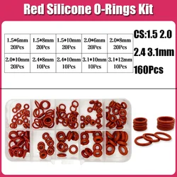 Silicone Heat & Oil - Resistant Red Sealing Washer Gasket (O Ring 160pcs)