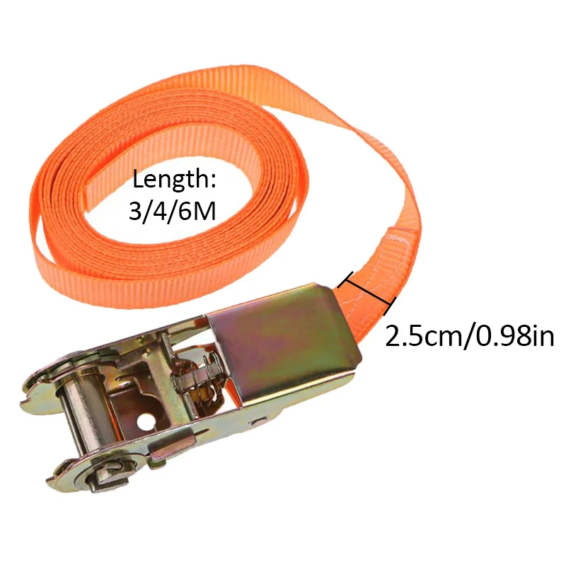 Tensioning Belts Orange Porable Heavy Duty Tie Down Cargo Strap Luggage Lashing Strong Ratchet Strap Belt With Metal Buckle