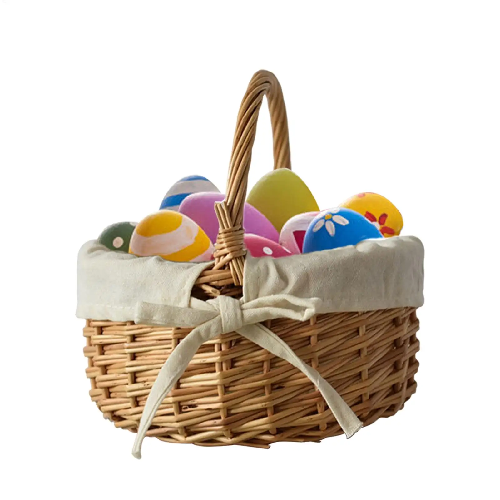 Easter Oval Willow Woven Basket for Fruit Wicker Basket with Handles Woven Willow Storage Basket for Gathering Picnic Wedding