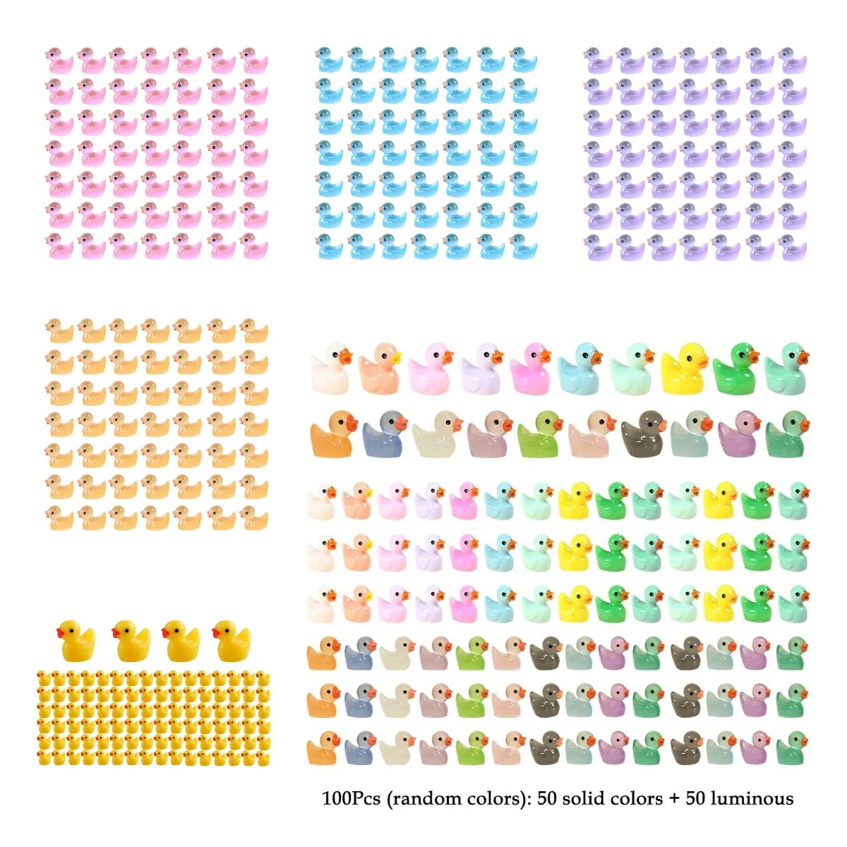 50/100PCS Resin Duck Ornament For Micro Landscape Dollhouse Outdoor Decoration