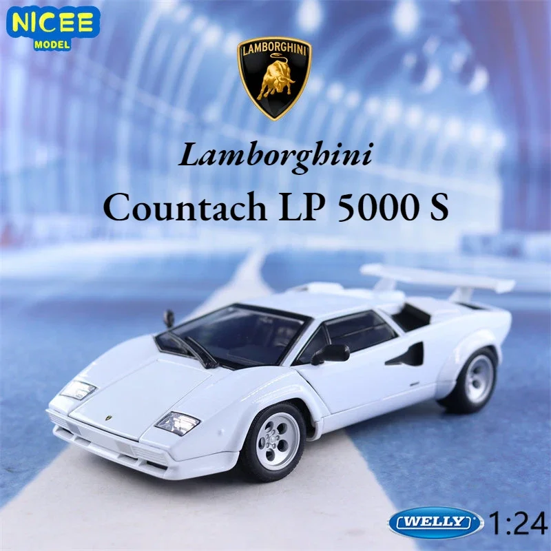 WELLY 1:24 Lamborghini Countach LP 5000 S sports car Diecast Car Metal Alloy Model Car Children's toys collection gifts B872 welly 1 24 lamborghini lp5000s countach supercar alloy car model diecasts