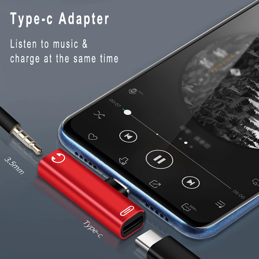 Mini 2 in 1 Type C to 3.5mm Jack Earphone Audio Adapter for Macbook Pro Xiaomi Oneplus Huawei Poco Headphone Charging Converter