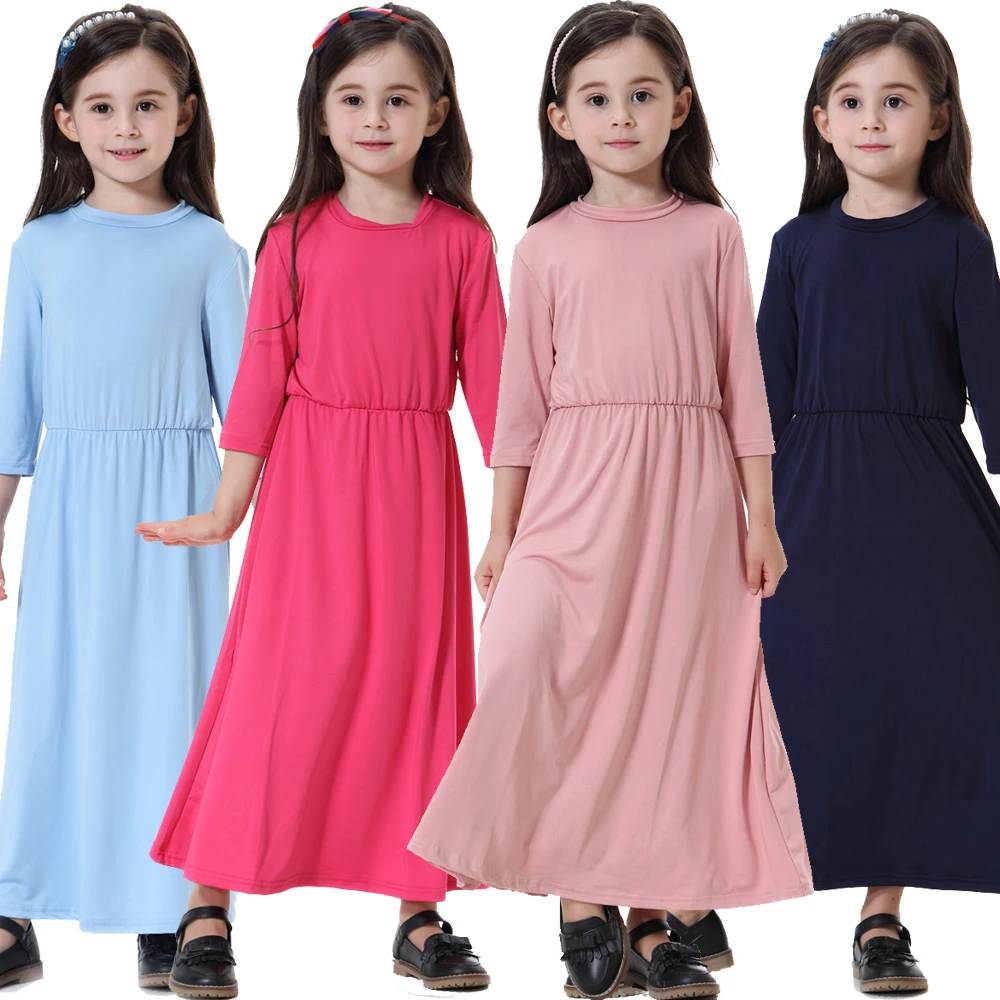 

Muslim Kids Girls Dress Abaya Long Sleeve Kaftan Robe Abayas Islamic Clothing Arabian Caftan Holiday Eid Party Gown Maxi Ramadan