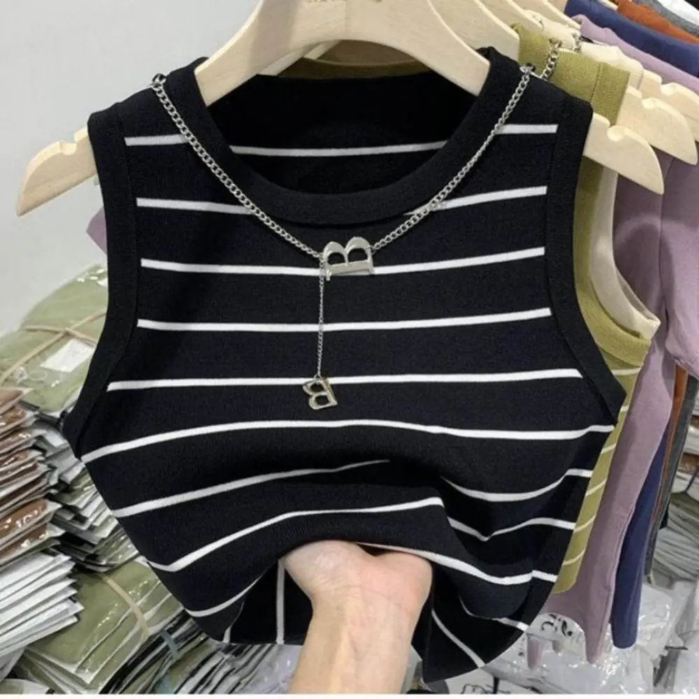 Chaleco de tirantes sin mangas, ropa de abrigo Sexy ajustada, Camiseta de punto para playa, verano, 2024