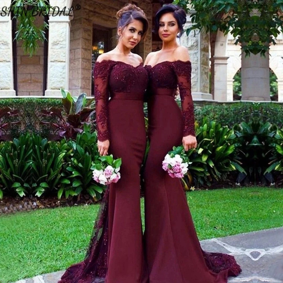 

SHIN BRIDAL Simple Mermaid Evening Dresses for Women Off the Shoulder Stain Prom Dresses Long Strapless Backless Wedding Dresses