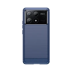 Luxury Shockproof TPU Brushed Rubber Protective Phone Case - Poco X6 (Blue)
