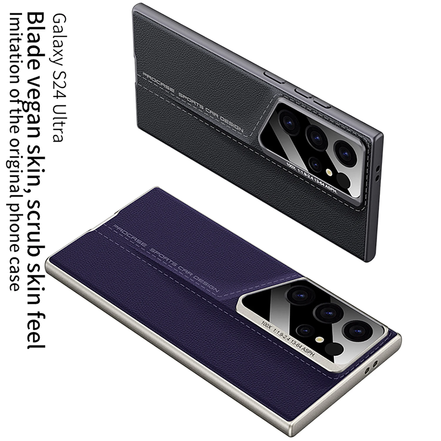 For Samsung Galaxy S24 Ultra S23 Case Luxury Skin Friendly Matte Plating Plain Leather Protective Soft Back Cover Accessories