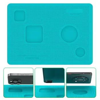 Dispositivo di applicazione per protezione schermo con tappetino in silicone per la manutenzione dei dispositivi, previene i danni allo scivolamento alle fotocamere dei telefoni
