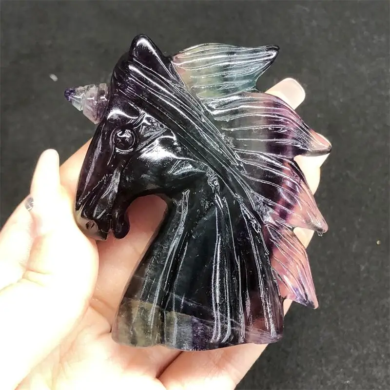 

15cm Natural Rainbow Fluorite Uincron Crystal Hand Carved Polished Figurine Healing Energy Stone Feng Shui Aesthetic Gifts 1pcs