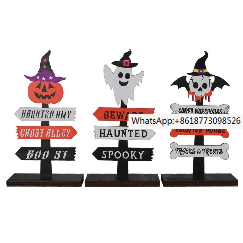 

Halloween Cute Wooden Plate Decoration 2023 Hong Kong Love Ghost Day Guide Sign Desktop Decoration Spot Wholesale