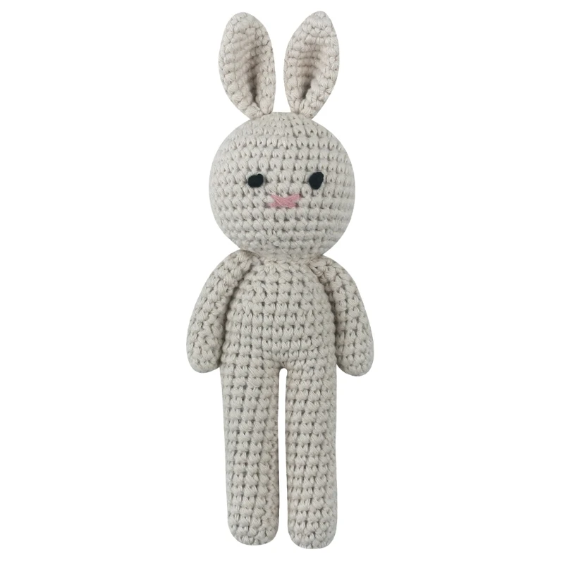 Conejo de peluche de algodón tejido a crochet para bebé, juguete kawaii hecho a mano, muñeco de peluche para recién nacido, muñeco para dormir, juguete educativo temprano para niños