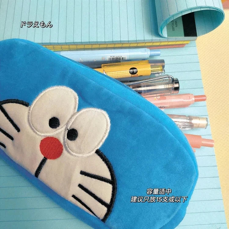 Doraemon Pencil Bag Cute Cartoon Pencil Box fashion plush Stationery Storage Bag Primary and secondary school student Pencil Box 6