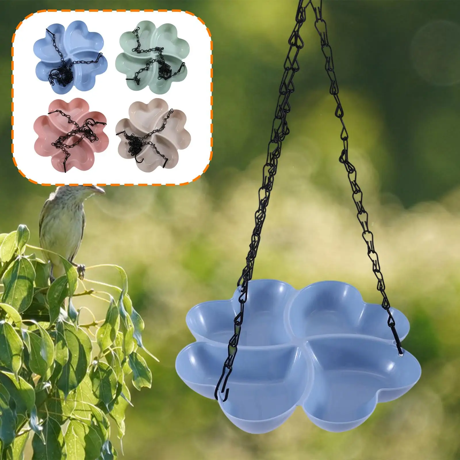 Bird Feeder Water Bowl Feeding Tray Stable Hanging Design for Outdoor Garden Birds Drinking