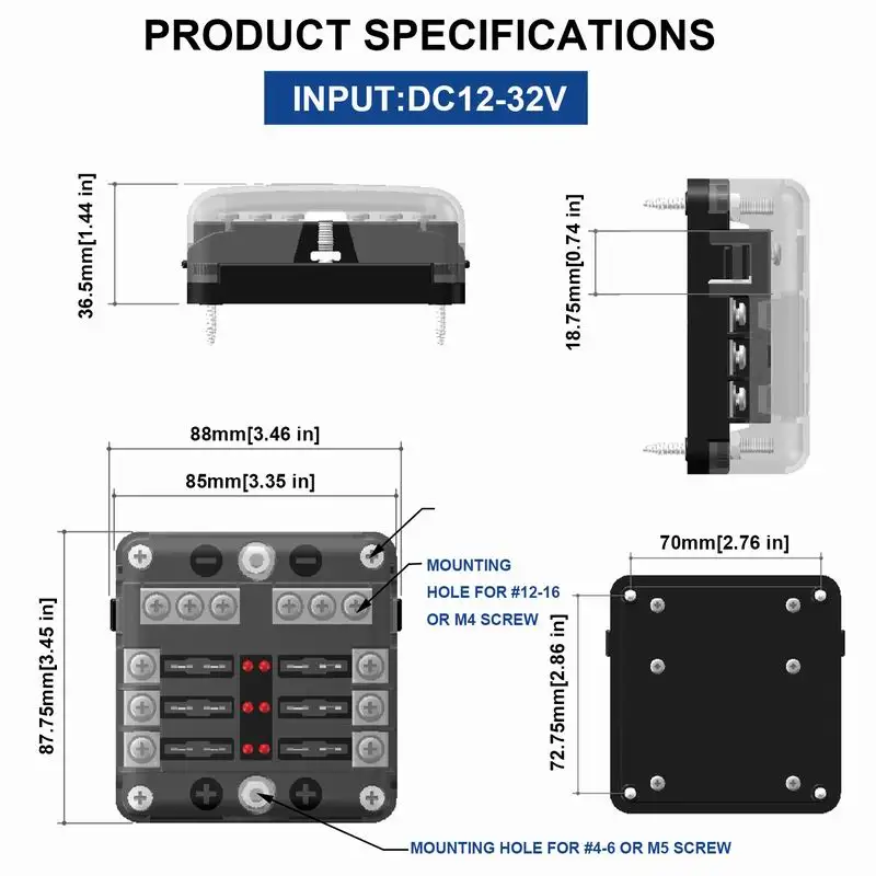 6 Ways Car Blade Holder Fuse Box Modified Terminal Block Fuse with LED Warning Light 12V 24V For Car Boat Marine Trike fuse holder car fuses kit fuse box holder