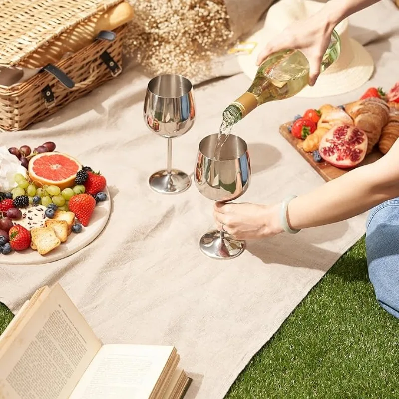 6PCS New Stainless Steel Cocktail Creative Metal Wine Bar Restaurant Champagne Red Wine Glass Barware Cup