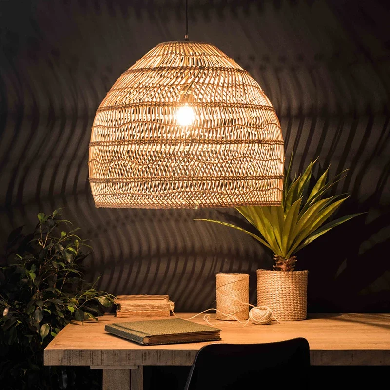 

Chinese Style Handmake Rattan Lamp Vintage Hanging Lamps Loft Living Room Dining Room Home Decor Cafe Restaurant Pendant Light