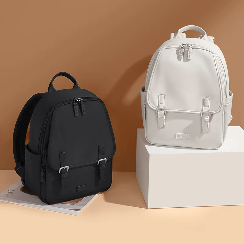 GOLF Backpack Leather Vintage Women Small Black Backpacks Multi Pockets White Backpack Purse Waterproof Buckle Ladies Back Bags 3