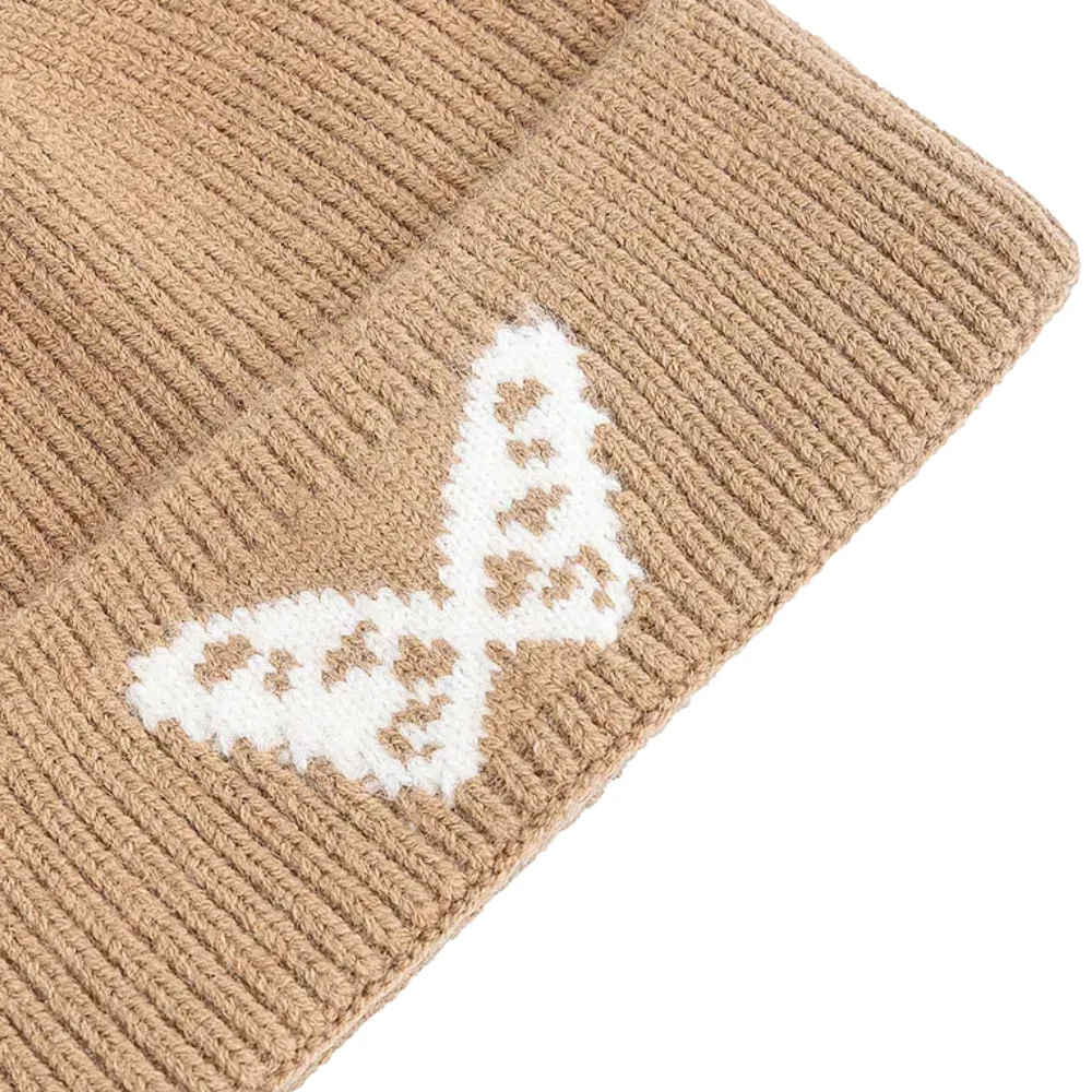 Hot Sale Butterfly Embroidery Beanie Hats Winter Warm Cap Y2K Hats For Women Solid Color Winter Knitted Girl Hats Gift