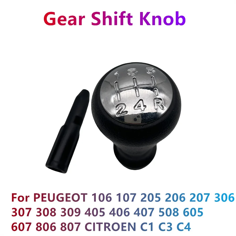 Liery 5-Gang Schaltknauf Chrom/ABS – Kompatibel Mit Citroën C1, C3, C4 & Peugeot 106-607 – Schaltgetriebe