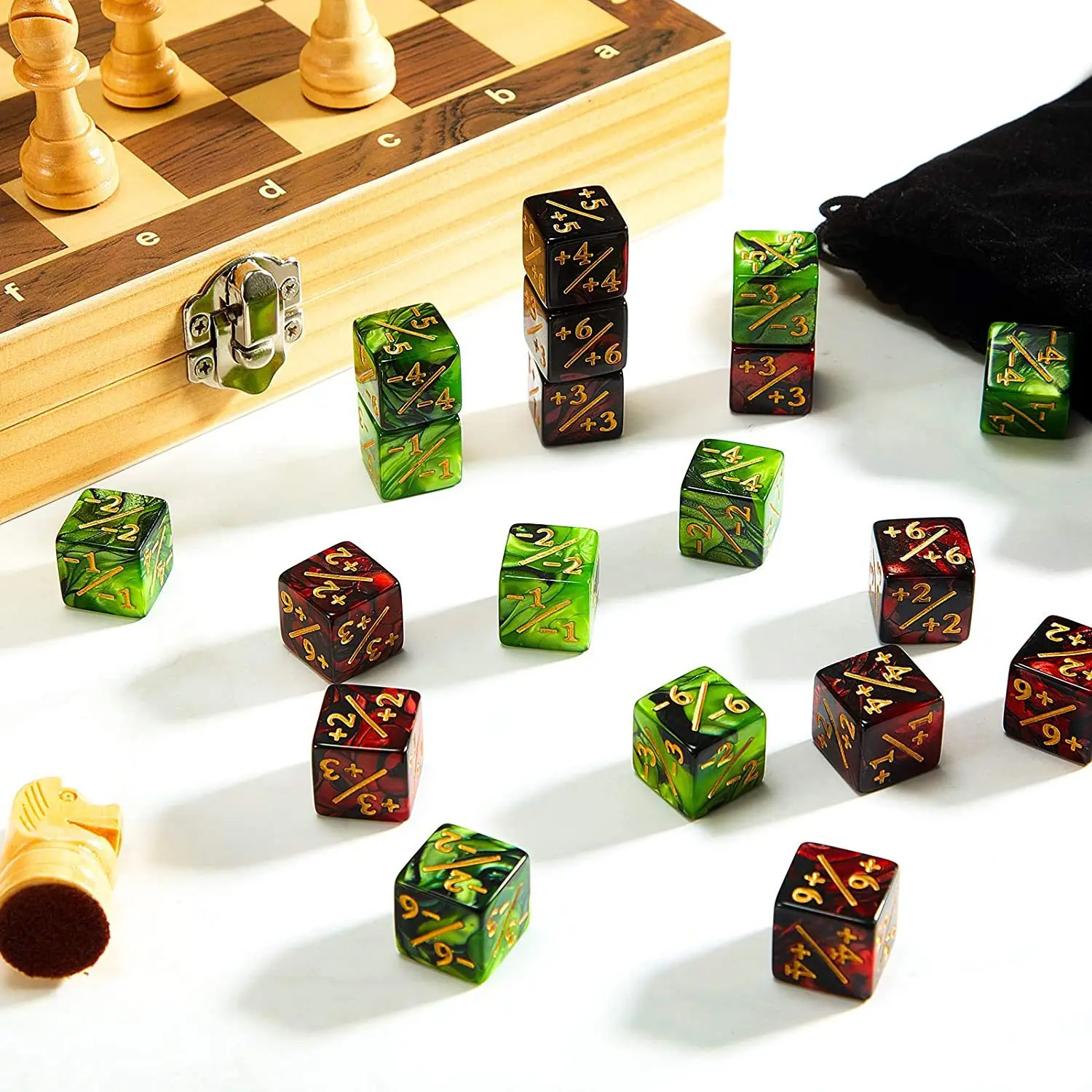 10x Black White 14mm 6 Side Counting Dice +1/-1 Dice Kids Toy For Magic The Gathering Game Counting Counters