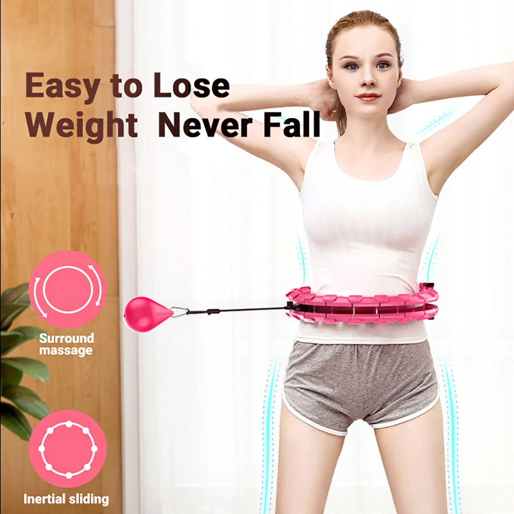 

Weighted Hula Circle Hoops for Adults Weight Loss Plus Size for Adults Smart Exercise 2 in 1 Adjustable with Detachable Knots