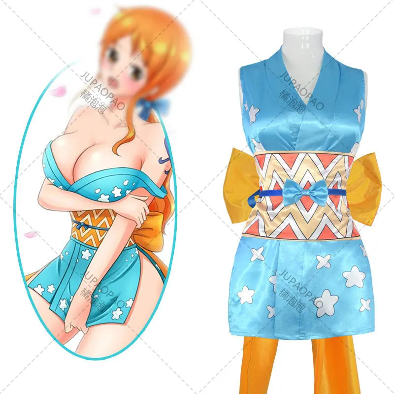 

Anime One Piece Wano Country Nami Cosplay Costumes Kimono Dress Halloween Costumes for Women Vestido Role Play Suit Clothing