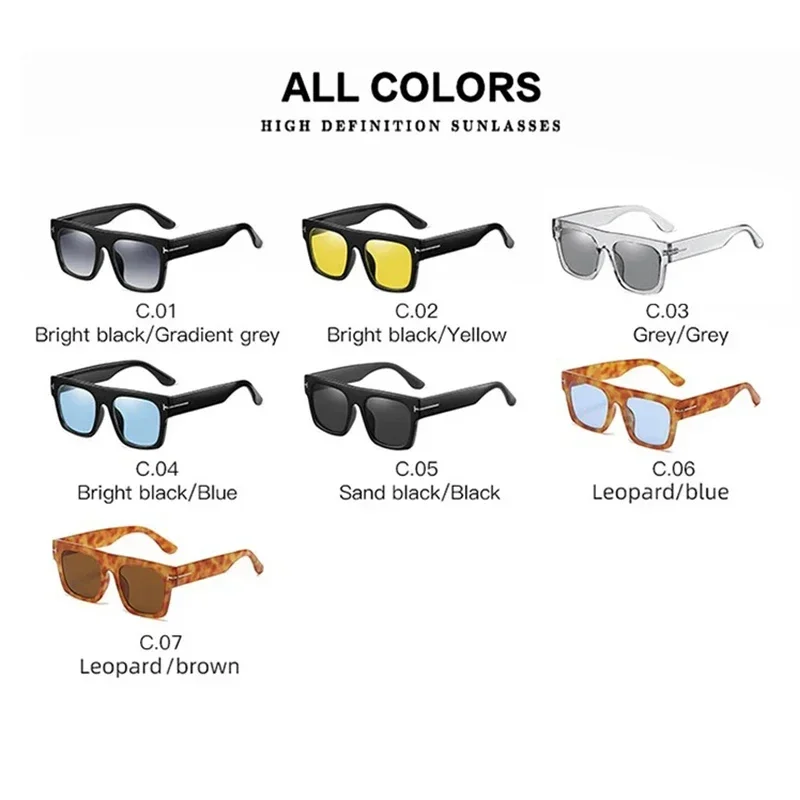 Trendy Square T-shaped Sunglasses Mens Womens Oversized Flat Top Shades Retro 70s Rectangle Driving Goggles UV400 5